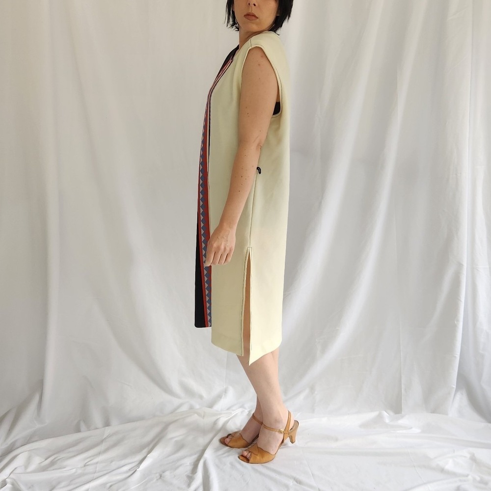 70s Black and Cream Shift Dress - Picture 2 of 5